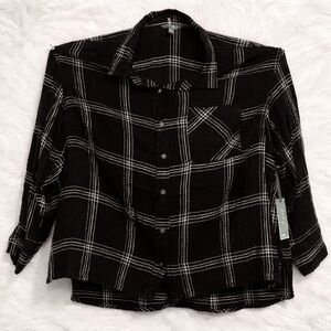 New Cute Thin Plaid Flannel Top 2X Terra & Sky